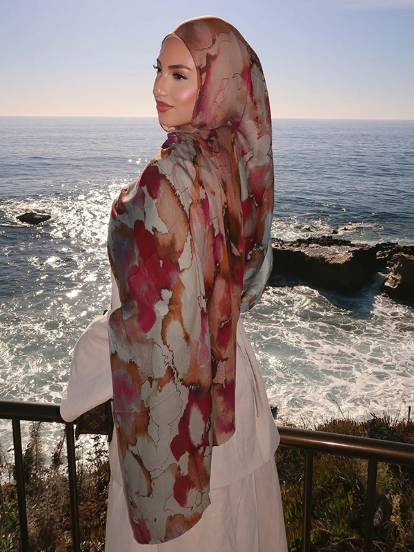Women's Fashion Watercolor Gradient Headscarf, Summer Outdoor Sun Protection Scarf, Polyester Muslim Hijab, Modesty Hijab Wrap, Stylish and Breathable