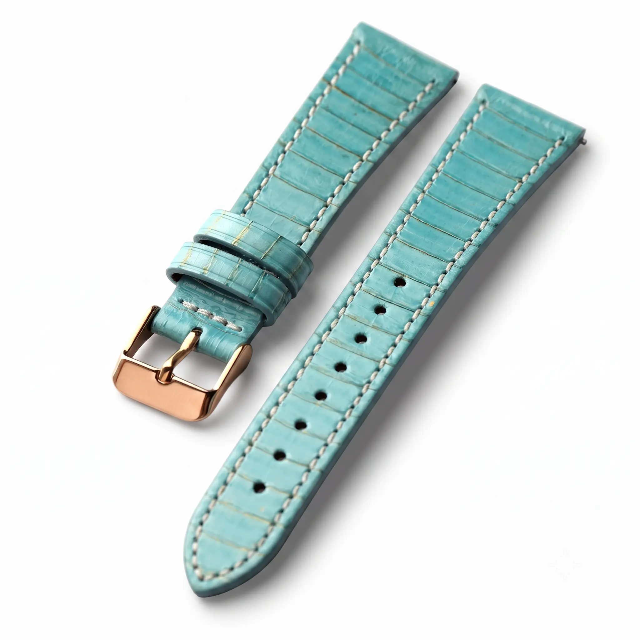 Premium Embossed Snakeskin Leather Watch Strap with Quick Release Pin Buckle