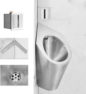 Corner Urinals for Men Bathroom Stainless Steel Urinal for Men, Wall Mounted Inductive Male Urinal for KTV Prison Bar Bathroom Hotel