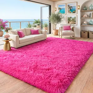 BOOPBEEP Hot Pink Shaggy Area Rug, Modern Home Decor, rugs for living room;rugs for bedroom, Soft And Fluffy, Upgrade Non-Slip Indoor Carpet, Dining Rooms, Study Room Dressing Room, Office, And Home Offices rug floor mat,fuze rug, And Floor Covering