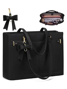 Women's Waterproof Leather Laptop Bag with Strap, 15.6 Inch Space Office Briefcase, Work Travel Tote, Travel Essentials, Ladies' Document Case, Stylish & Durable