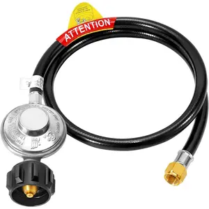 4 FT Propane Regulator with Hose, Grill Regulator Hose for Gas Grill, 28/36 inch Grill, Fire Pits, Heater and Most LP Gas Grill