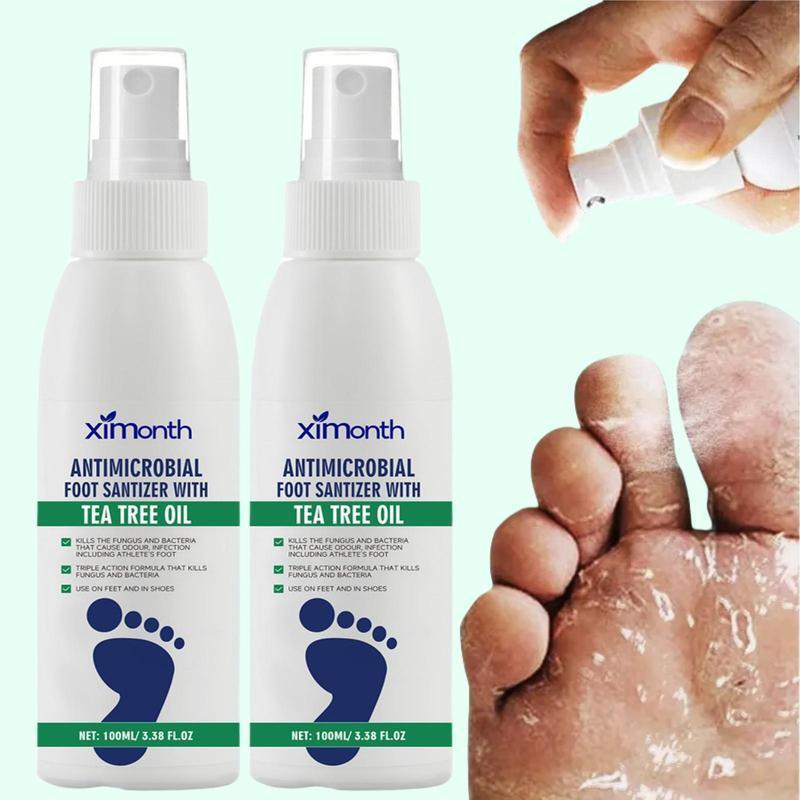 (3 bottles)Tea Tree Oil Foot Spray - Plantar Moisturizing Deodorant for Odor Control & Dry Feet Care, Natural Foot Sanitizer with Antifungal Properties,Ximonth Clear Foot Sanitizer Spray,for Foot & Shoe Freshness