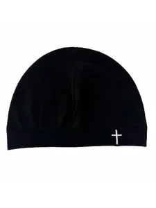 Y2K Embroidered Cross Baker Boy Hat, Unisex Sporty Outdoor Running Cap, Breathable Elastic Material, Fashion Casual Style, Fitted Style, Adjustable Cap