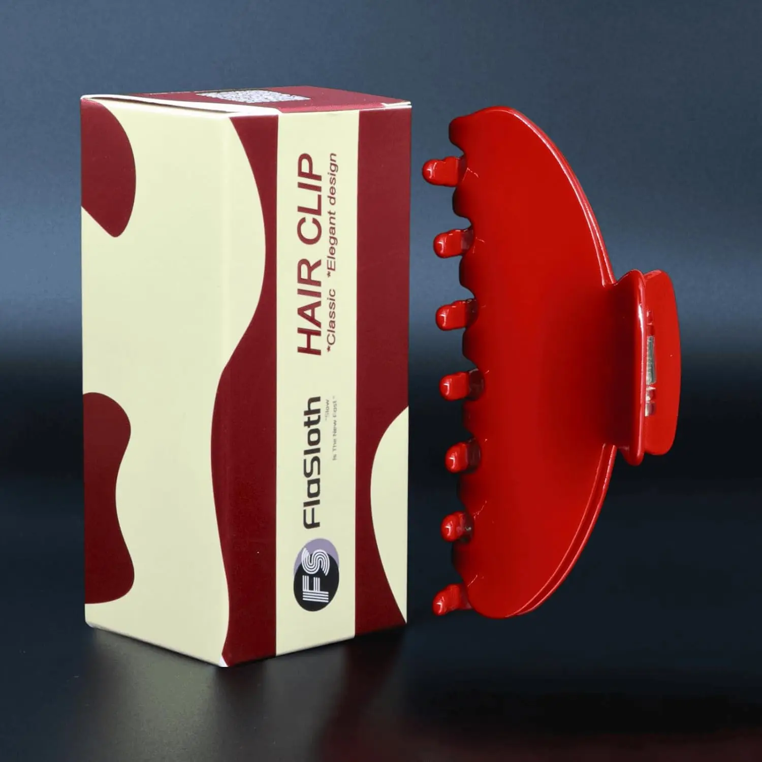 Cherry Red Claw Clip 4 Inch - Premium Acetate Hair Clip for All Hair, Smooth Round Edges No Snag, Gift Ready Luxury Box,  big red clav clip