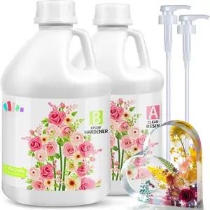 2 Gallon Epoxy  with Pumps, Upgraded  Clear Hard Bubble Free Anti Yellowing 2 Part  for Coating, Art Crafts, DIY,  Making 1:1