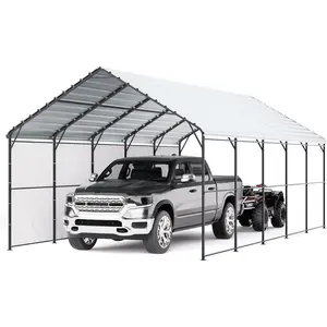 VEVOR 10× 15 ft Outdoor Storage Shed Tent with Heavy-Duty Steel Frame, 2 Roll-Up Doors Air Vents, Waterproof Portable Garage Carport Shelter for Motorcycle, Lawn Mower, Garden Tools - BeigeVEVOR Super Brand Day