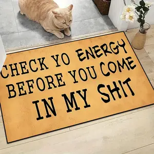 A Check Your Energy Doormat Non-Slip Funny Welcome Message Doormat for Indoor and Outdoor Use, Easy to Clean, Durable and Great for Front Door, Entrance, Bedroom, Laundry Room Area Doormat Home Decor