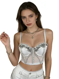 Chic Rhinestone Corset: Office Layering Essential for Sophisticated Style, Underwear Tops, Outfit, Womenswear