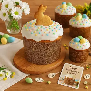 12 oz Kulich & Panettone Baking Molds – 12 Pack | Non-Stick Easter Bread Paper Forms | W 4.3" x H 3.4" | Oven & Microwave Safe | Brown Elegant Design + Bonus Family Recipe