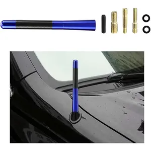 Car Short Antenna, 4.72'' Aluminum Radio Antenna Mast Replacement, Carbon Fiber Auto AM/FM Radio Reception Antenna with Screws, Vehicle Roof Mini Aerial Antenna for Car SUV (Red)