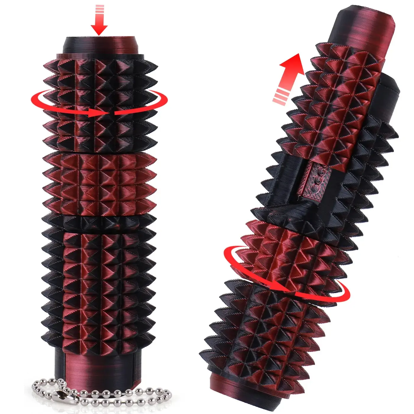 Spiky Grip Sensory Stim Fidget Toy Keychain, 5 Functions Stress Relief Pain Stimulator Built-in Clicker, Spinner, Slider & Roller for ADHD Relief keyboard