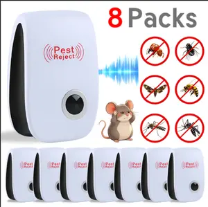 8-Pack Ultrasonic Pest Repeller Plug-in Indoor, Portable Air Purifiers，Electronic Insect & Rodent Repellent for Home, Kitchen, Garage & Warehouse, PestReject Technology for Roaches, Ants, Mosquitoes & Mice
