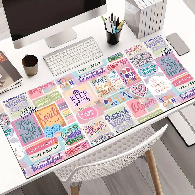 Motivational Text Game Mouse Pad, Non-Sponge Rubber Base, Washable and Durable, Ideal for Gamers, Office, School, Home Decor, Gaming Mouse Pads