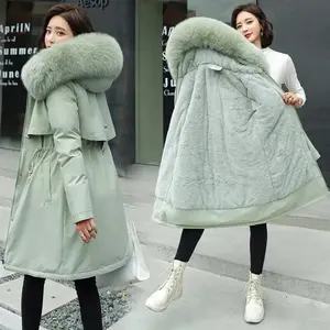 【high quality】Winter Jacket 2025 New Women Parka Clothes Long Coat Wool Liner Hooded Jacket Fur Collar Thick Warm Snow Wear Padded Parka 6XL Womenswear Tops Outerwear Casual Fitted Basic Minimalist Picture Color