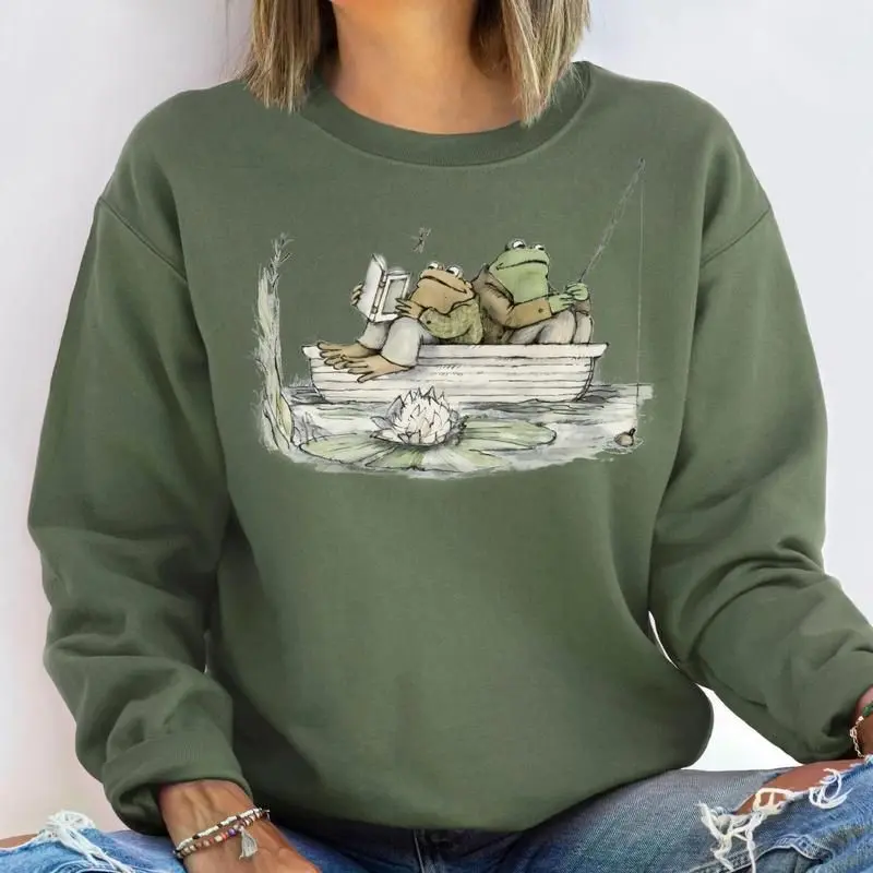 Frog 90s Graphic Sweatshirt/Hoodie Unisex Oversize Cotton Toad Sweatshirt, Nature Sweater, Frog Hoodie, Book Lovers Hoodie Gift for Holiday