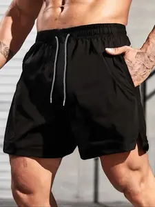 Men's Sporty Swim Trunks with Side Zipper Pockets, Ideal for Beach & Gym, Perfect for Swimming Running Vacation, Swimming Shorts, Solid Swim Shorts