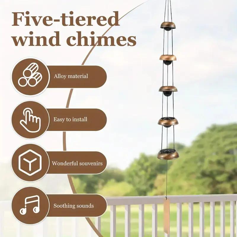 Metal Pagoda Wind Chimes for Outside - Copper Feng Shui Wind Bell for Home Yard Outdoor Decoration,Memorial windchimes Gifts,Garden Hanging Decor,Japanese Handmade Copper Pagoda Feng Shui Wind Chimes, Handmade Japanese Outdoor Wind Bell for Yard Garden