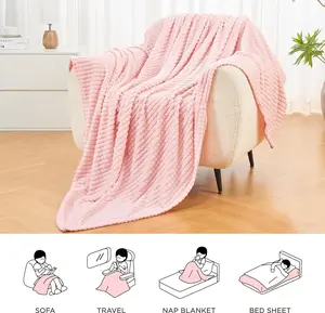 Plush Fleece Throw Blanket Super Soft Lightweight Blanket Pink 51" * 63"