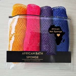 4 PCS African Exfoliating Net Sponge, Ethically Sourced from Nigeria Bath Sponge Smooth Skin Bath Sponge Shower