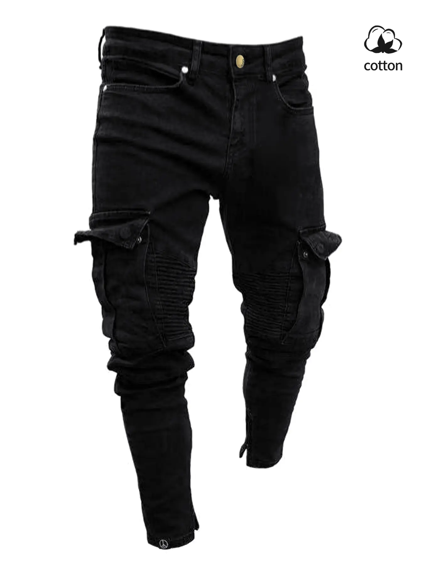 Men's Fitted Zipper Jeans, Workwear Denim Jeans, Comfortable Fashion Design, Perfect for Daily Wear, All Seasons, Button Fly Closure, Denim Bottom