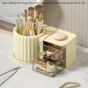 Luxury Desktop Makeup Organizer, Rotating Cosmetic Storage Box, Vanity Shelf for Skincare Products, Tabletop Organizer Tray, Plastic Storage Organizer