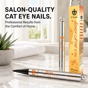 MS.Rainbow Summer New Halal Nail Polish Cat Eye Gel Nail Polish with Built-in Magnets. Quick and Easy To Use, Apply UV/LED Curing Nail Polish Pen,  Perfect for daily Commutes. Safe and Non-toxic,Delivering Long-lasting Glossy Finish.
