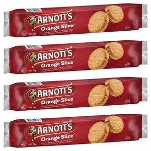 Orange Slice Biscuits (Pack Of 4 x 250g Ea) Delicious Rich, Two crunchy biscuits sandwich a layer of rich orange cream filling, with real orange essence ...