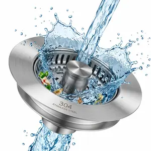 3-in-1 Kitchen Sink Drain Strainer Stainless Steel Sink Plug Deodorizing Anti-Clog Basket Strainer for US Standard 3.5 Inch Drains
