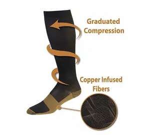 5 Pairs Copper Compression Socks 20-30mmHg Graduated Support Mens Womens S/M-XXL