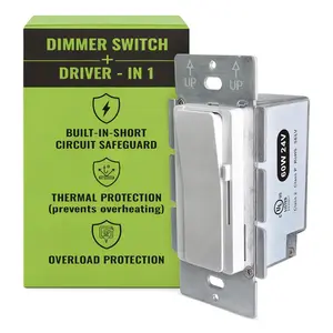 LED 60W 24V DC Driver and Dimmer Light , 120VAC Decora Dimmer Switches for LED Lights, Preset Dimmer with /Off 3-Way Switches