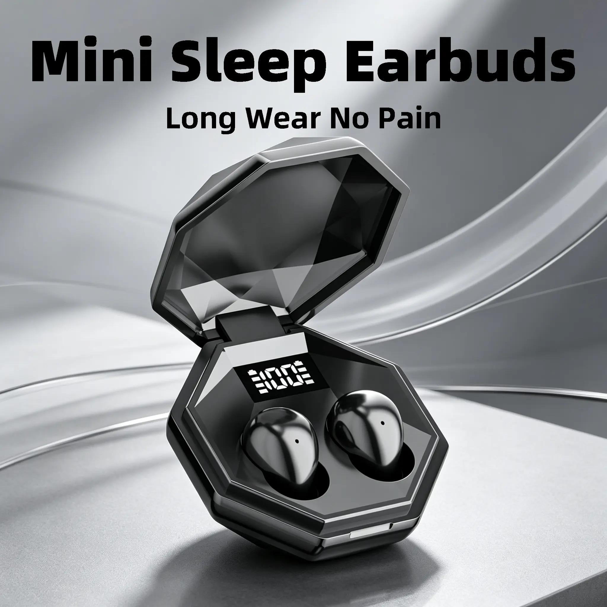 Ultra-Mini Invisible Sleep Earbuds - Ergonomic Wearing Structure, No Ear Discomfort for All-Night Use & Side Lying, Balanced Transparent Audio, Digital Power Display Charging Case, Ideal for Travel & Office Naps