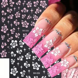 2pcs Lily Five-Petal Nail Stickers, Elegant Floral Design, Wedding Party Daily Use, Beauty Salon Home Nail Decor, DIY Nail Accessories