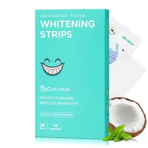 Teeth Whitening Strips 14-Day Clinically Proven Visible Affordable Enamel Care Reduced Sensitivity Formula Coconut Extracts Non-Slip Dry Strip Technology 28 Strips for Upper Lower Teeth