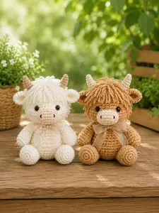 Crochet Highland Cow Plush, Handmade Amigurumi Cow Toy, Cute Farm Animal Plush, Highland Cow Gift, Cottagecore Decor, Cute Cow Plush