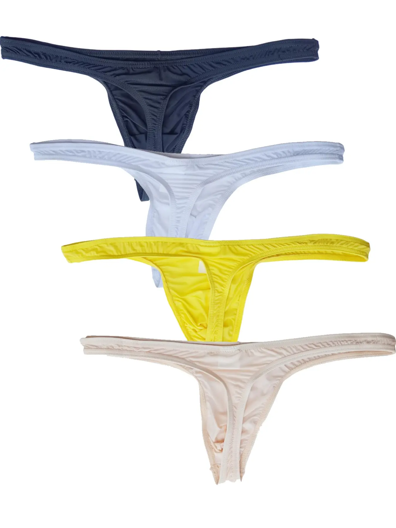 Men's Ultra-Thin Transparent Breathable Plain Underwear, Comfortable Elastic Summer Sportswear, Fashionable Casual Bottoms Pack of 4, Lightweight Underwear