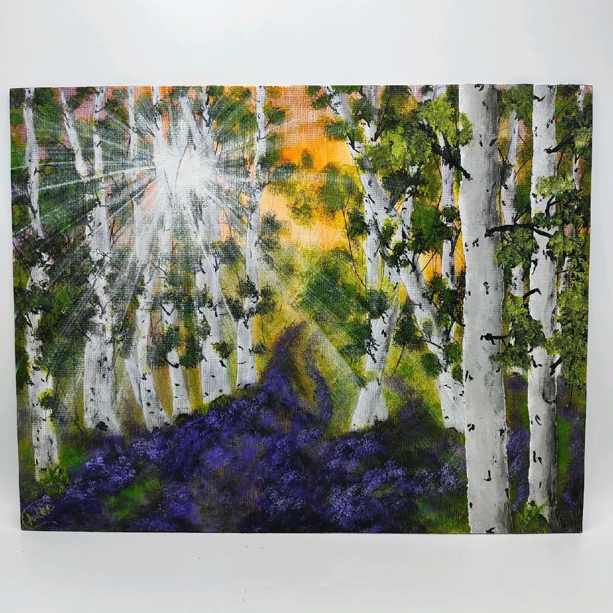 Artist Signed Sunray Forest "Rays of Peace" Acrylic Painting on 18" x 14" Canvas Panel