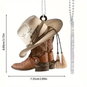 Hat Boot Design Car Pendant, Car Interior Rear View Mirror Hanging Decoration, Car Accessories, Car Ornament, Stylish Auto Accessory