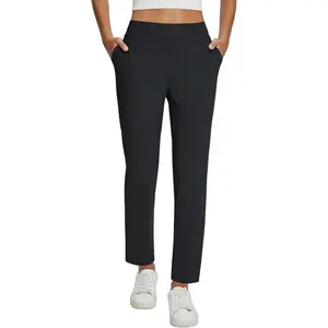 Baleaf Womens Business Casual Work Pants Pull On Stretch Dressy Slacks with Zipper Pockets Travel Airport Golf Trousers