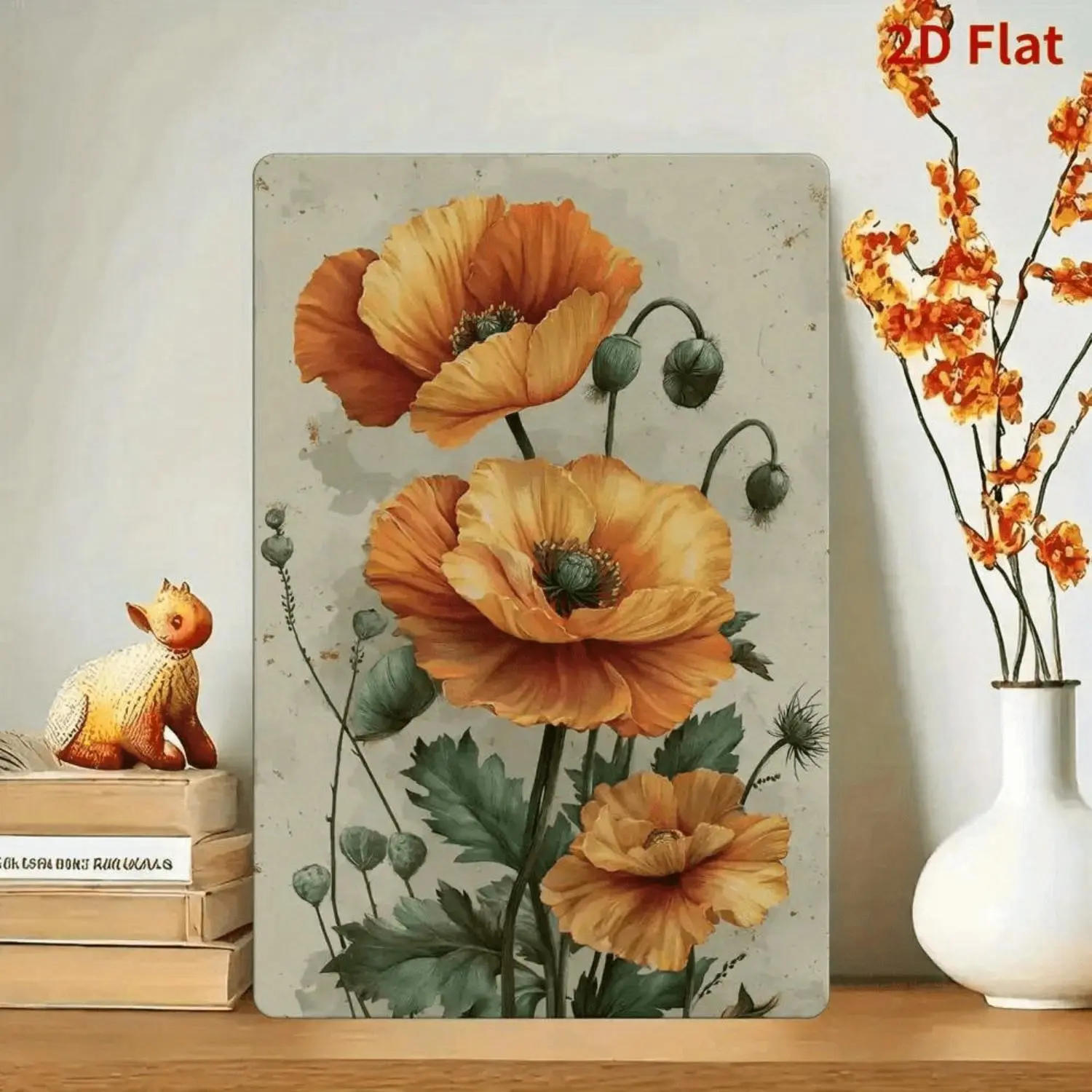  2D Flat 1pc Blossoming Iron Sheet Painting, Natural Style, Spring Tinplate Painting, Bestselling Suitable for 6 Indoor Decorations Iron Sheet Painting Living Room, Dining Room, Bedroom, Study, Balcony, Entrance