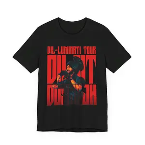 Diljit Dosanjh Dil-Luminati Tour Shirt Red Graphic Concert Tee Unisex Punjabi Fan T-Shirt