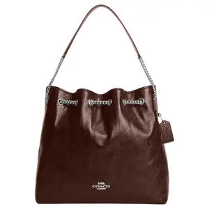 Coach Evelyn 36 Quilted Leather Tote Bag for Women in Maple Color