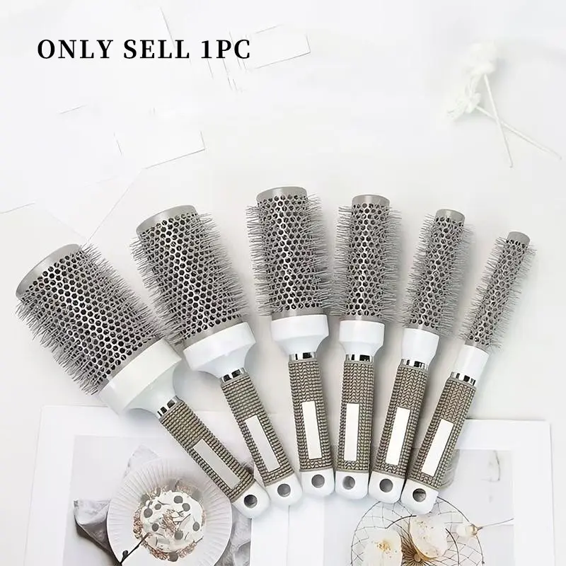 Round Hair Brush Comb, Salon Aluminum Tube Styling Tool, Suitable for All Hair Types, 6 Sizes Available, Perfect for Various Occasions