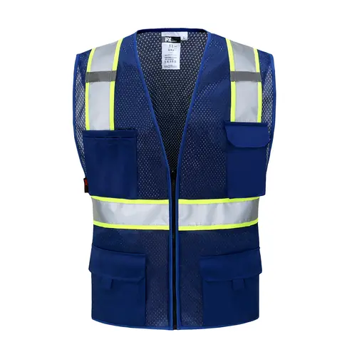 FX SAFETY ROYAL BLUE Safety Vest with 6 Pockets / High Visibility Blue Safety vest