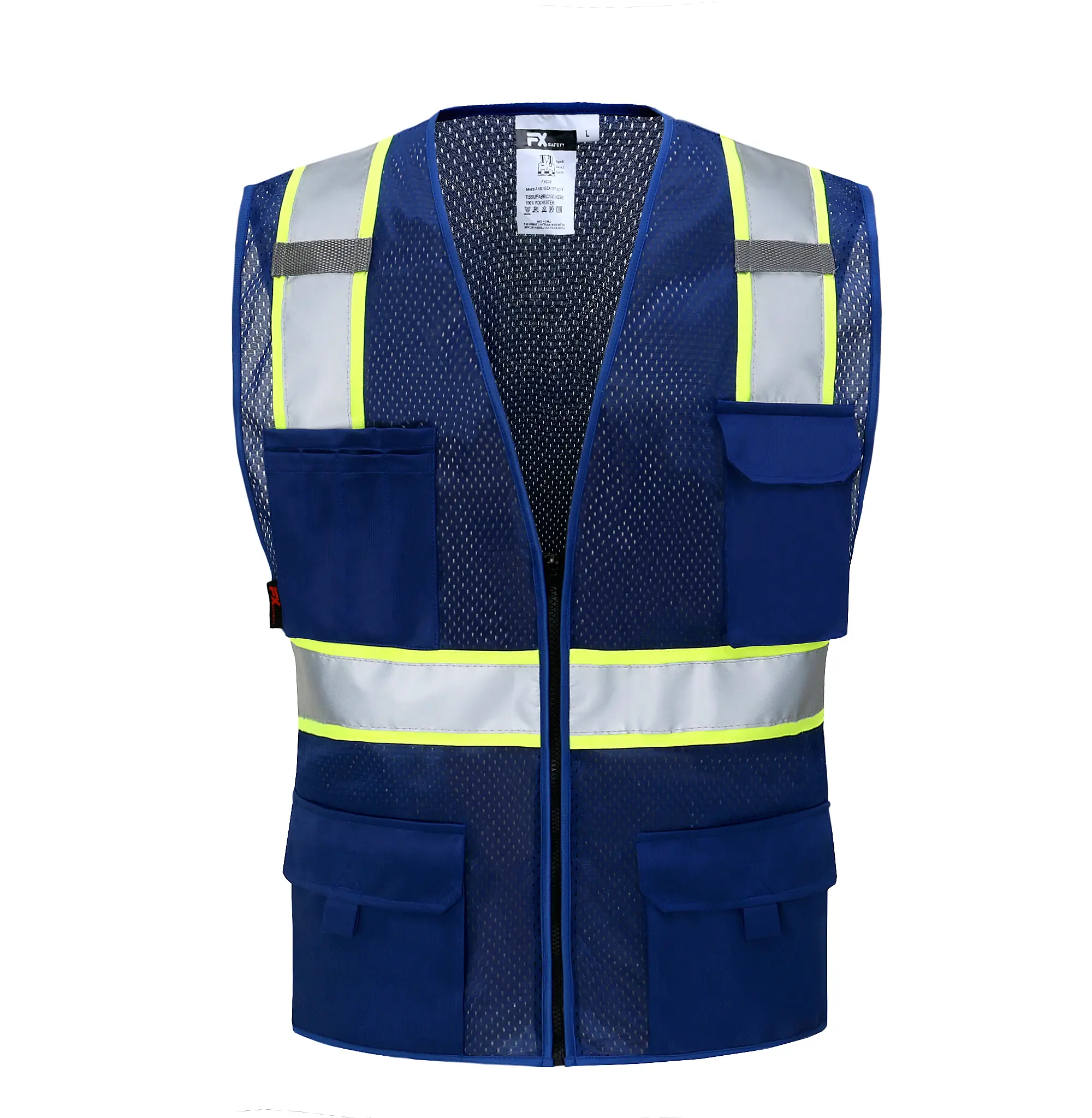 FX SAFETY ROYAL BLUE Safety Vest with 6 Pockets / High Visibility Blue Safety vest