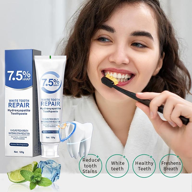 7.5% Hydroxyapatite Toothpaste for Enamel Protection and Tooth Strengthening, White Tooth Repair, Nano Hydroxyapatite Toothpaste, Sensitive Teeth, Gentle Mint, Daily Use for Oral Health