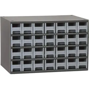 Akro-Mils Steel Garage Storage Cabinet, Small Parts Organizer Metal Cabinet for Hardware, Nails, Screws, Bolts, Nuts, and More, 17" W x 11" D x 11" H, 28-Drawer, Gray Cabinet/Gray Drawers (19228)