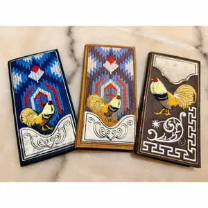 1 Texan Style Leather Rooster Wallet / Estilo Texano Cartera De Piel 3/4