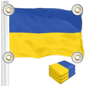G128 3 Pack: Ukraine Ukrainian Flag | 3x5 Ft | LiteWeave Pro Series Printed 150D Polyester, 4 Corner Brass Grommets | Country Flag, Vibrant Colors, More Durable Than 100D 75D Polyester
