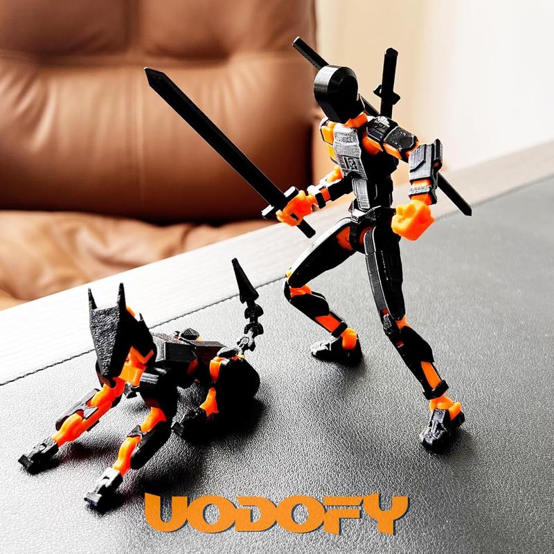 (Assembly Completed) T13 Action Figure Set, 3D Printed Toys Robo 13 Action Figure,Dummy 13 Titan 13 Action Figure (Black + Orange)